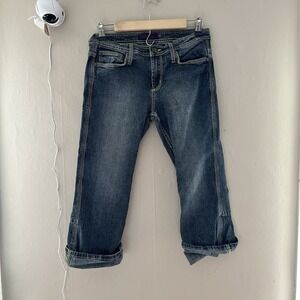 Miss Vigoss Womens Low Rise Cuffed Capri Jeans Size 31 Embroidered Y2K